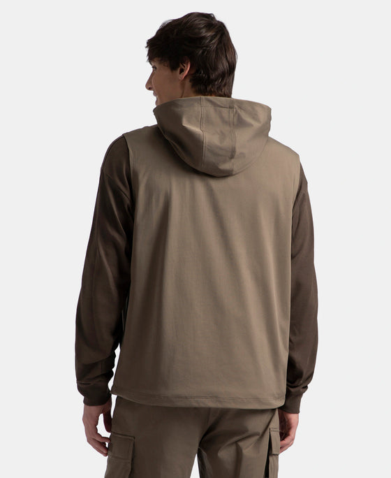 Microfiber Fabric 6 Pocket Full Zip Closure Hoodie Gilet - Green