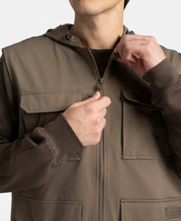 Microfiber Fabric 6 Pocket Full Zip Closure Hoodie Gilet - Green