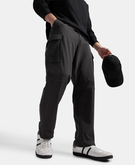 Microfiber Fabric Utility Pants with Cargo Pockets - Black