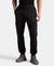 Microfiber Cotton Blend Elastane Stretch Fabric Regular Fit Cargo Joggers - Black