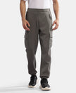 Microfiber Cotton Blend Elastane Stretch Fabric Regular Fit Cargo Joggers - Castor Grey