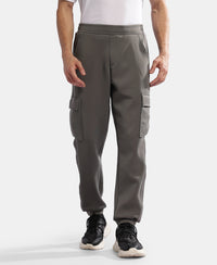 Microfiber Cotton Blend Elastane Stretch Fabric Regular Fit Cargo Joggers - Castor Grey
