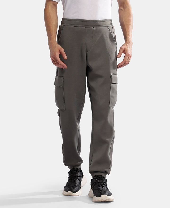 Microfiber Cotton Blend Elastane Stretch Fabric Regular Fit Cargo Joggers - Castor Grey