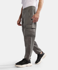 Microfiber Cotton Blend Elastane Stretch Fabric Regular Fit Cargo Joggers - Castor Grey