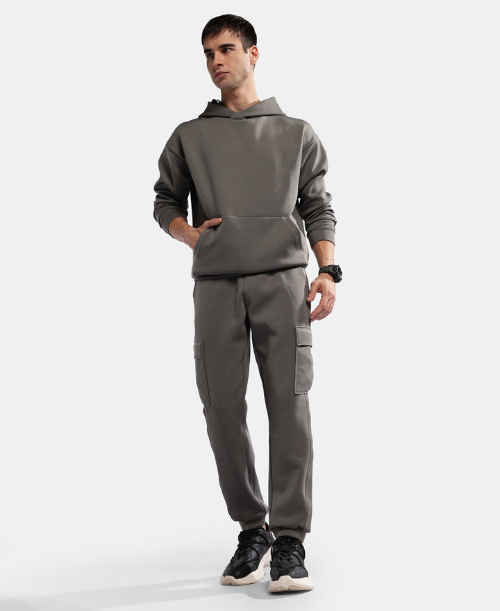 Microfiber Cotton Blend Elastane Stretch Fabric Regular Fit Cargo Joggers - Castor Grey