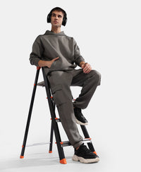 Microfiber Cotton Blend Elastane Stretch Fabric Regular Fit Cargo Joggers - Castor Grey