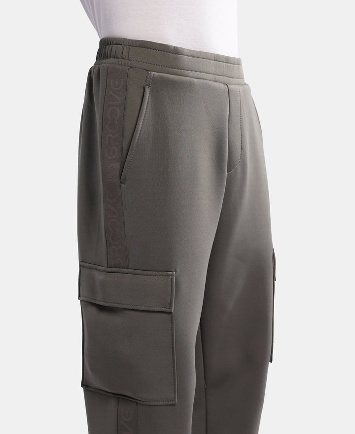 Microfiber Cotton Blend Elastane Stretch Fabric Regular Fit Cargo Joggers - Castor Grey