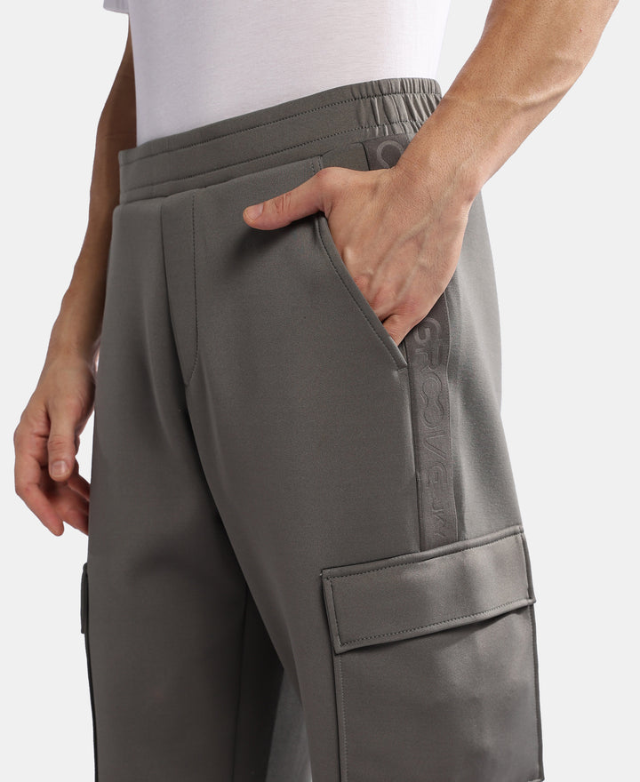 Microfiber Cotton Blend Elastane Stretch Fabric Regular Fit Cargo Joggers - Castor Grey