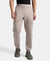 Microfiber Cotton Blend Elastane Stretch Fabric Regular Fit Cargo Joggers - Moon Rock