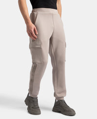 Microfiber Cotton Blend Elastane Stretch Fabric Regular Fit Cargo Joggers - Moon Rock