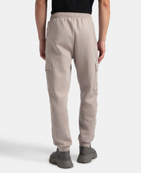 Microfiber Cotton Blend Elastane Stretch Fabric Regular Fit Cargo Joggers - Moon Rock