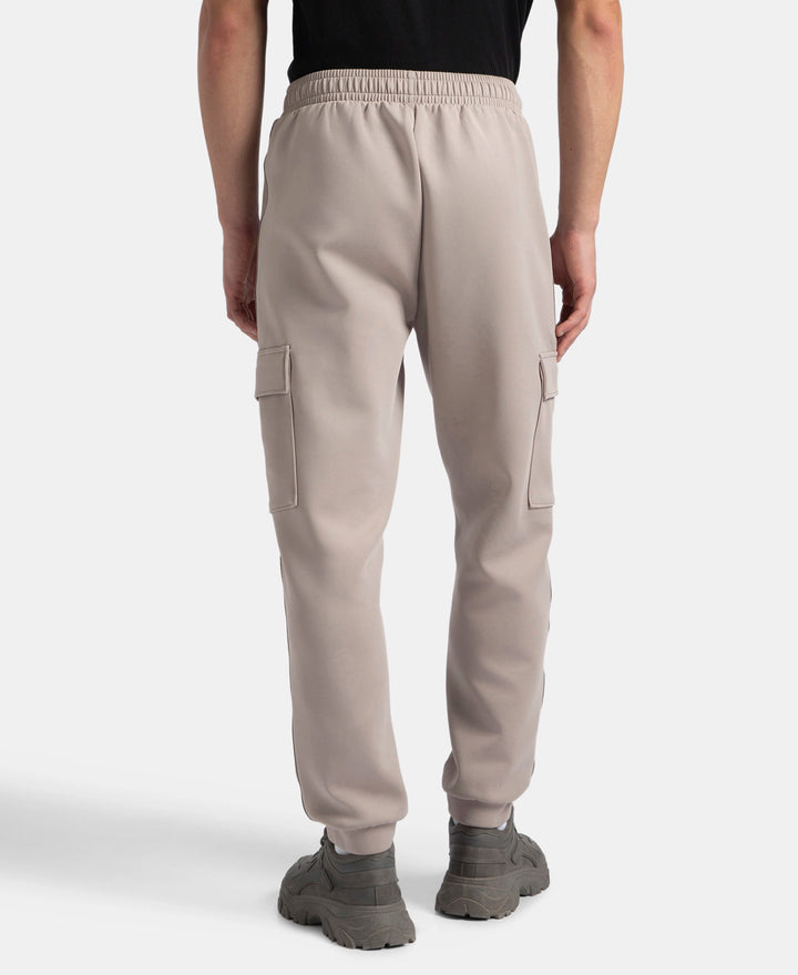 Microfiber Cotton Blend Elastane Stretch Fabric Regular Fit Cargo Joggers - Moon Rock