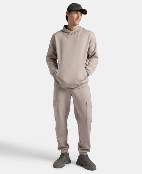 Microfiber Cotton Blend Elastane Stretch Fabric Regular Fit Cargo Joggers - Moon Rock