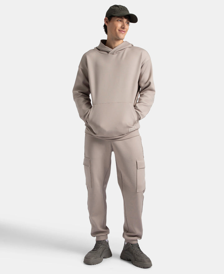 Microfiber Cotton Blend Elastane Stretch Fabric Regular Fit Cargo Joggers - Moon Rock