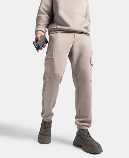 Microfiber Cotton Blend Elastane Stretch Fabric Regular Fit Cargo Joggers - Moon Rock