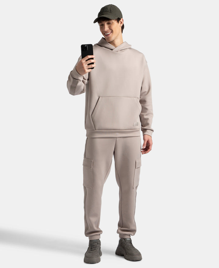 Microfiber Cotton Blend Elastane Stretch Fabric Regular Fit Cargo Joggers - Moon Rock