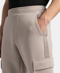 Microfiber Cotton Blend Elastane Stretch Fabric Regular Fit Cargo Joggers - Moon Rock
