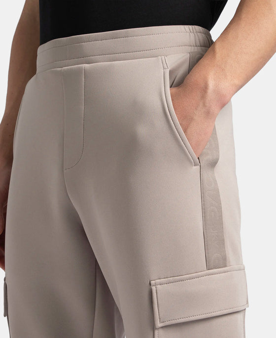 Microfiber Cotton Blend Elastane Stretch Fabric Regular Fit Cargo Joggers - Moon Rock