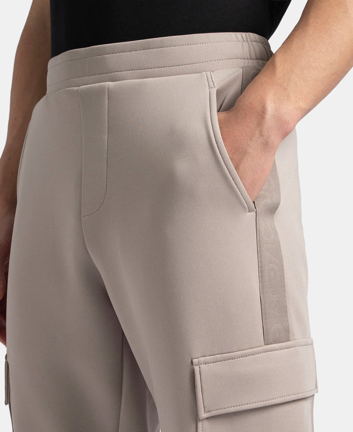 Microfiber Cotton Blend Elastane Stretch Fabric Regular Fit Cargo Joggers - Moon Rock