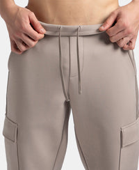 Microfiber Cotton Blend Elastane Stretch Fabric Regular Fit Cargo Joggers - Moon Rock