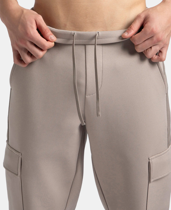 Microfiber Cotton Blend Elastane Stretch Fabric Regular Fit Cargo Joggers - Moon Rock
