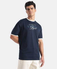 Super Combed Cotton Rich Graphic Printed T-Shirt - Navy