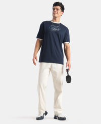 Super Combed Cotton Rich Graphic Printed T-Shirt - Navy