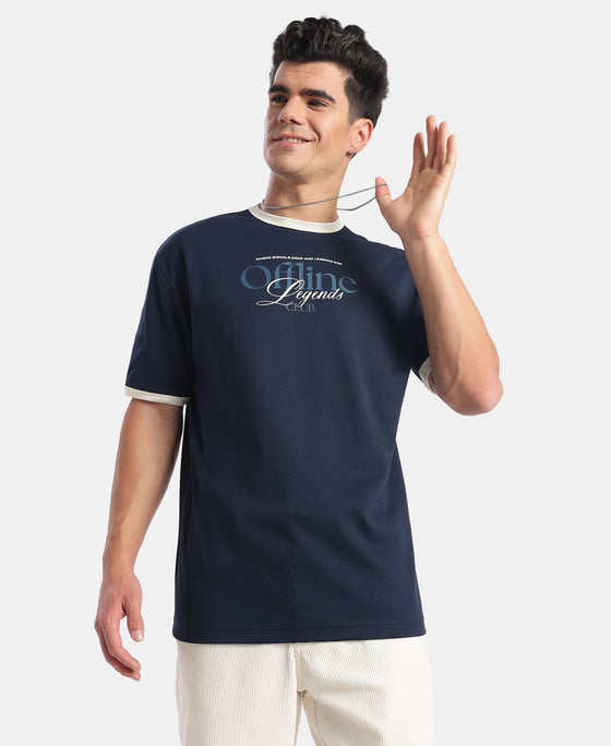 Super Combed Cotton Rich Graphic Printed T-Shirt - Navy