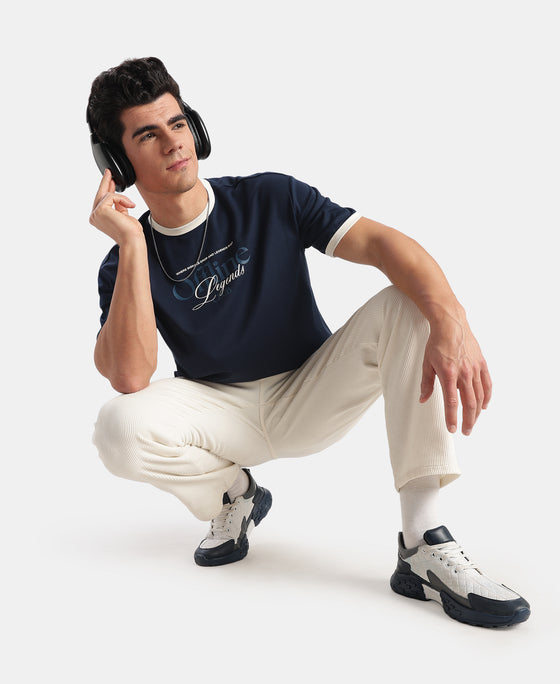 Super Combed Cotton Rich Graphic Printed T-Shirt - Navy