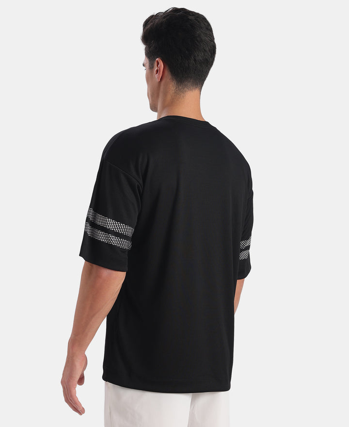 Lightweight Microfiber Fabric Oversized Graphic Printed T-Shirt - Black