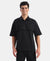 Microfiber Fabric Overzied Graphic Printed Polo T-Shirt - Black