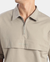 Microfiber Fabric Overzied Graphic Printed Polo T-Shirt - Dried Sage