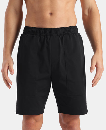Microfiber Fabric Regular Fit Shorts with Side Pockets - Black