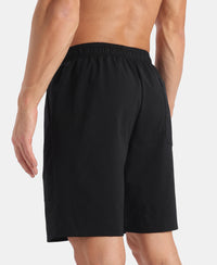 Microfiber Fabric Regular Fit Shorts with Side Pockets - Black