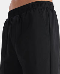 Microfiber Fabric Regular Fit Shorts with Side Pockets - Black