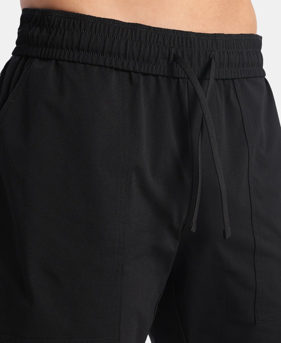 Microfiber Fabric Regular Fit Shorts with Side Pockets - Black