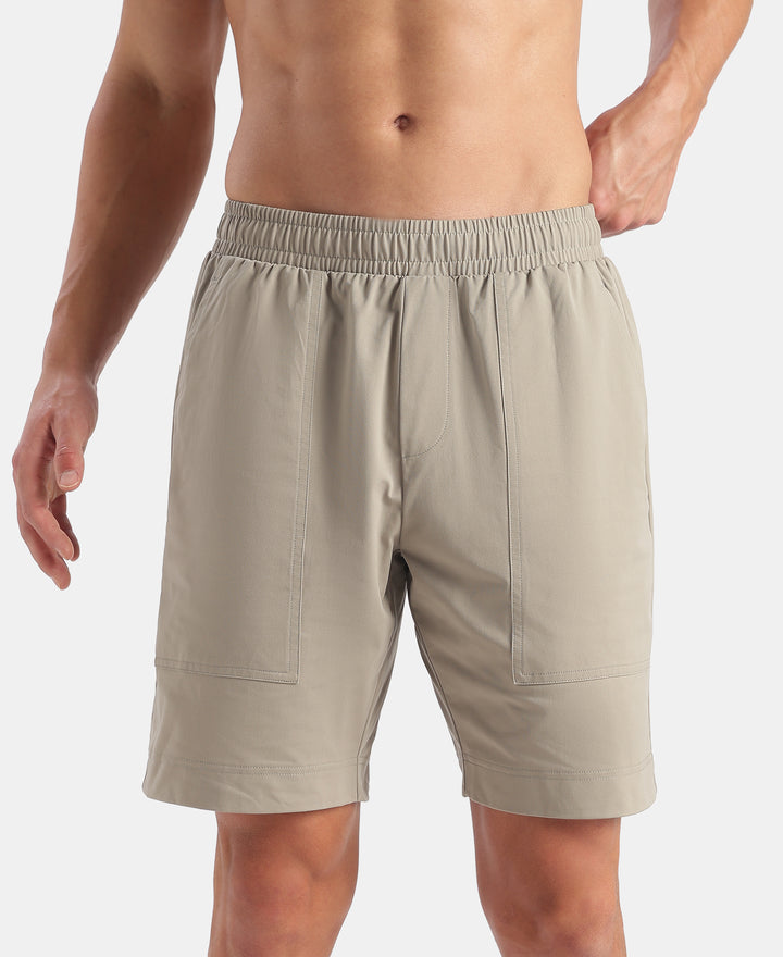 Microfiber Fabric Regular Fit Shorts with Side Pockets - Dried Sage