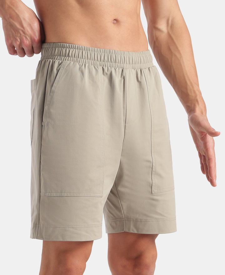 Microfiber Fabric Regular Fit Shorts with Side Pockets - Dried Sage