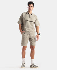Microfiber Fabric Regular Fit Shorts with Side Pockets - Dried Sage