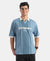 Super Combed Cotton Rich Mesh Fabric Oversized Polo T-Shirt with Breathable Mesh - Blue Heaven