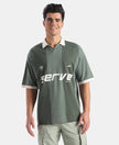 Super Combed Cotton Rich Mesh Fabric Oversized Polo T-Shirt with Breathable Mesh - Dark Forest