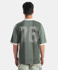 Super Combed Cotton Rich Mesh Fabric Oversized Polo T-Shirt with Breathable Mesh - Dark Forest