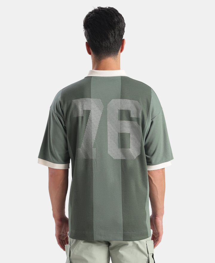 Super Combed Cotton Rich Mesh Fabric Oversized Polo T-Shirt with Breathable Mesh - Dark Forest