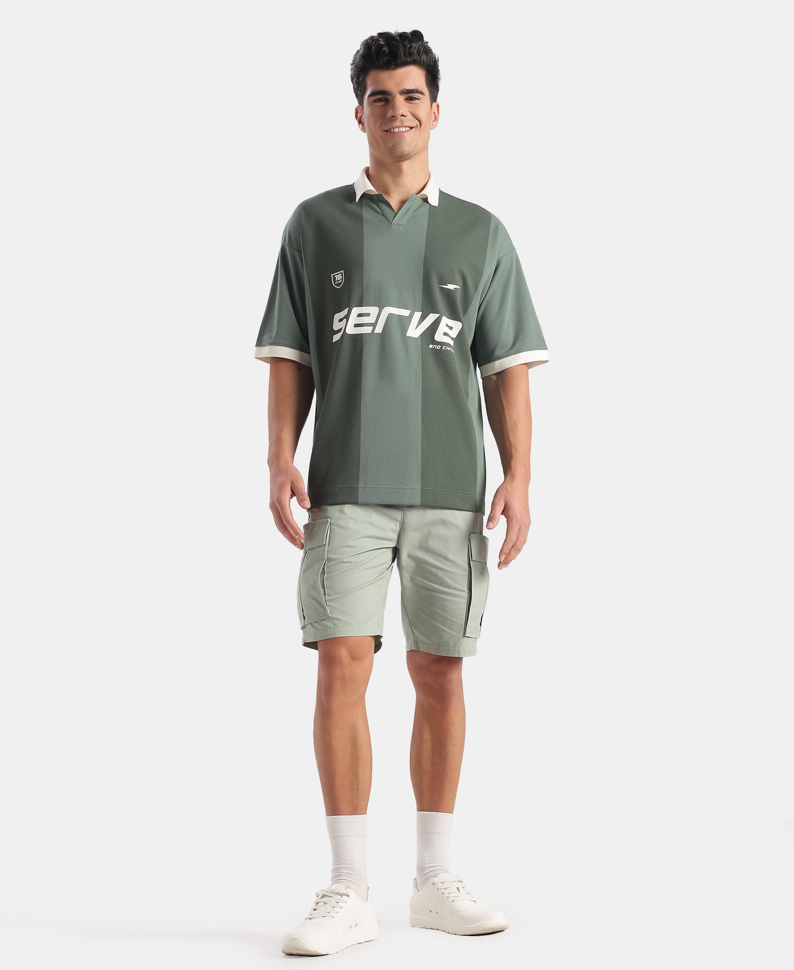 Super Combed Cotton Rich Mesh Fabric Oversized Polo T-Shirt with Breathable Mesh - Dark Forest