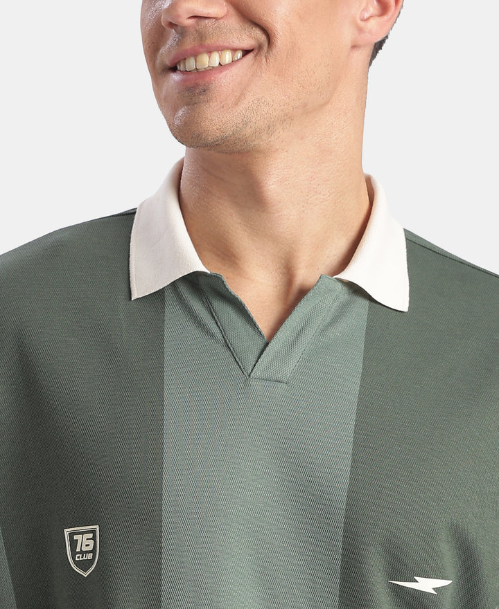 Super Combed Cotton Rich Mesh Fabric Oversized Polo T-Shirt with Breathable Mesh - Dark Forest