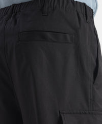 Microfiber Fabric Oversized Cargo Utility Pants with Inner Drawstrings - Black