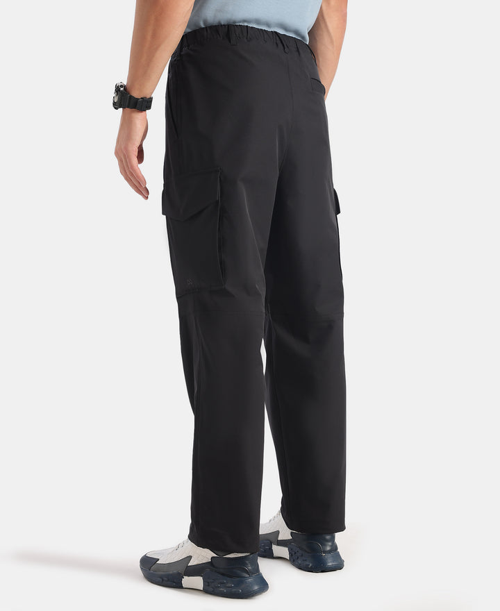 Microfiber Fabric Oversized Cargo Utility Pants with Inner Drawstrings - Black