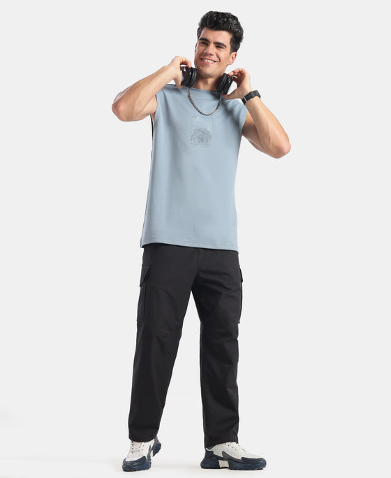 Microfiber Fabric Oversized Cargo Utility Pants with Inner Drawstrings - Black