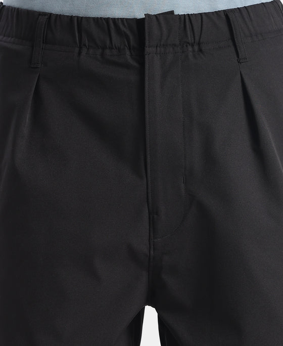 Microfiber Fabric Oversized Cargo Utility Pants with Inner Drawstrings - Black