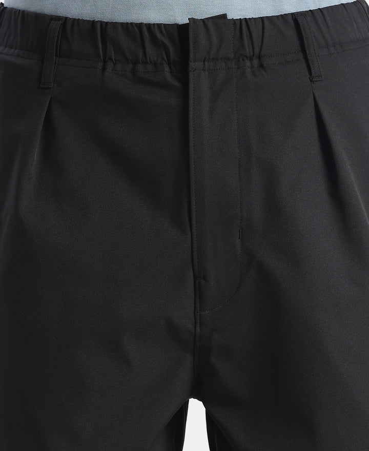 Microfiber Fabric Oversized Cargo Utility Pants with Inner Drawstrings - Black